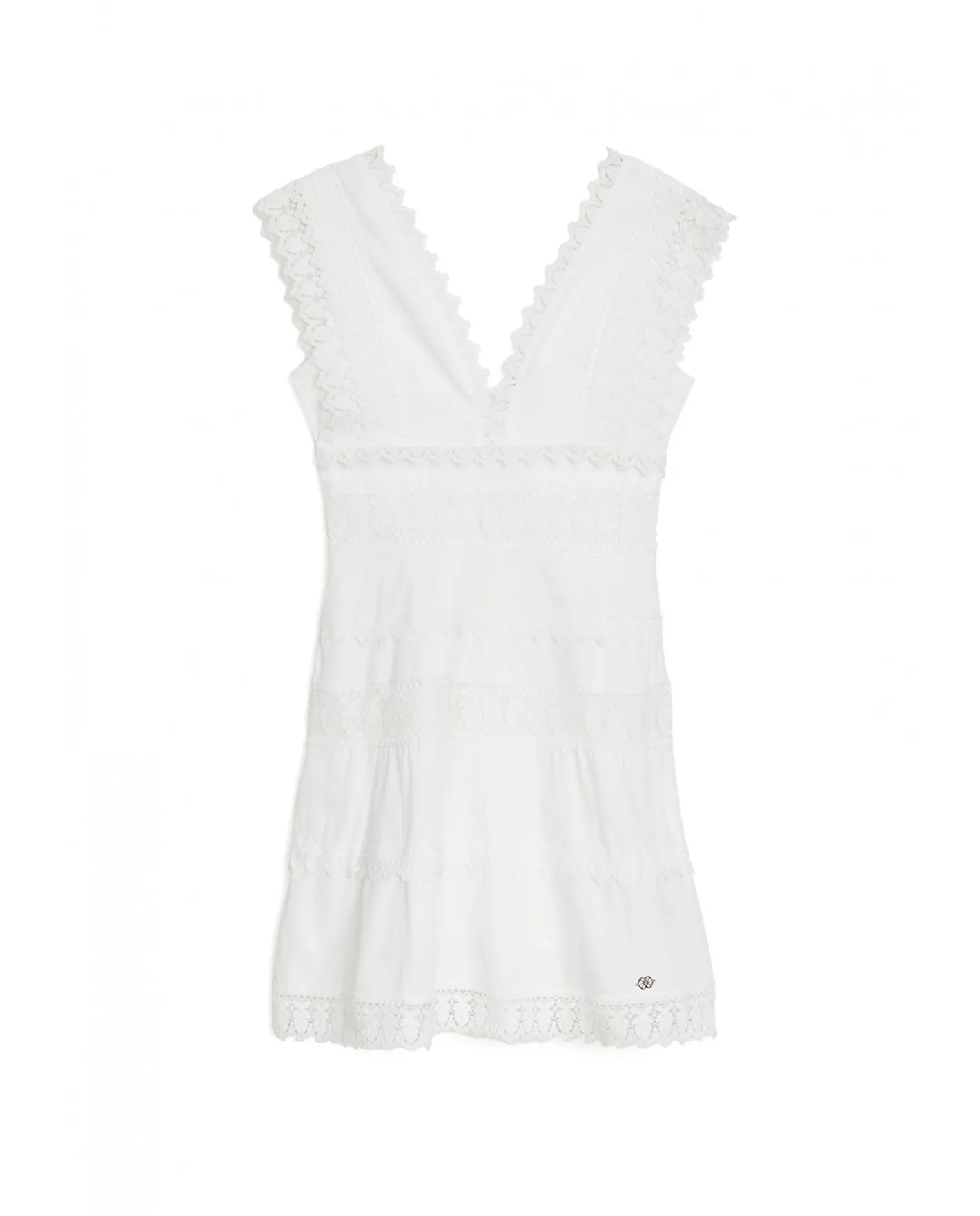 Cuplé Vestido Mini Encaje Popelin Blanco^Mujer Vestidos
