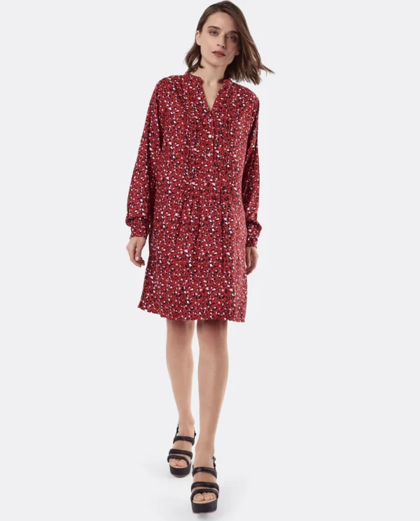 Cuplé Vestido Textil Leopardo Rojo^Mujer Vestidos