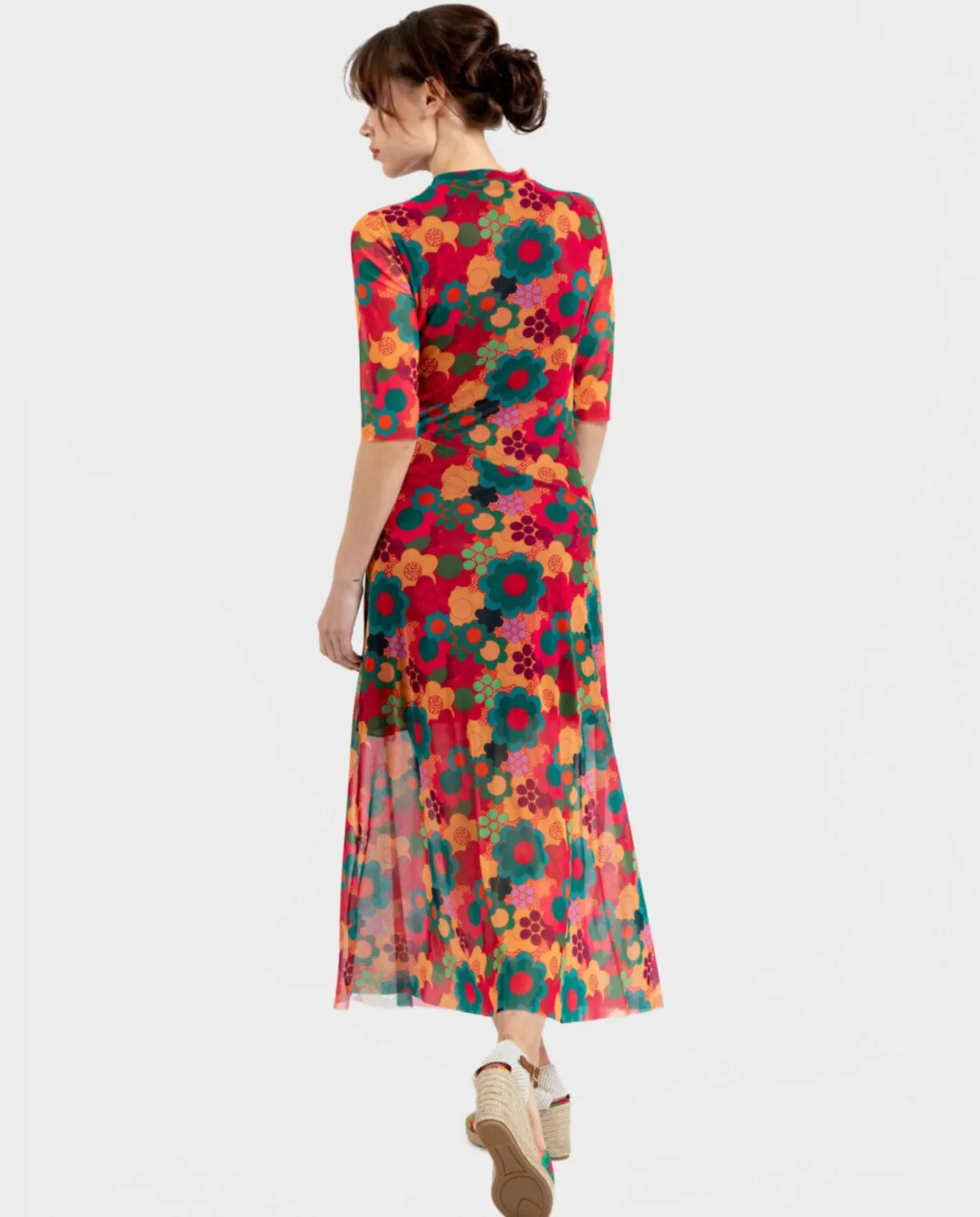 Cuplé Vestido Tul Manga Corta Tul Estampado Flores^Mujer Vestidos